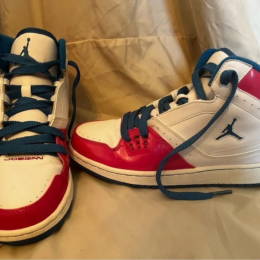 Nike Kids White & Pink Basketball Sneakers with Blue Accents
